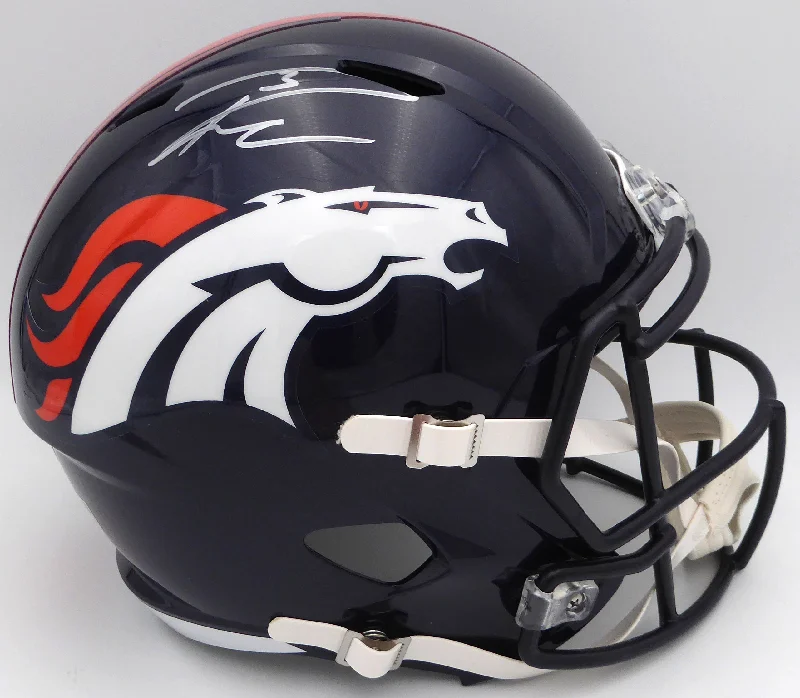 Personalized Rugby Helmet For Custom Fit-Russell Wilson Autographed Blue Full Size Replica Helmet Denver Broncos Fanatics Holo #DQ16478459