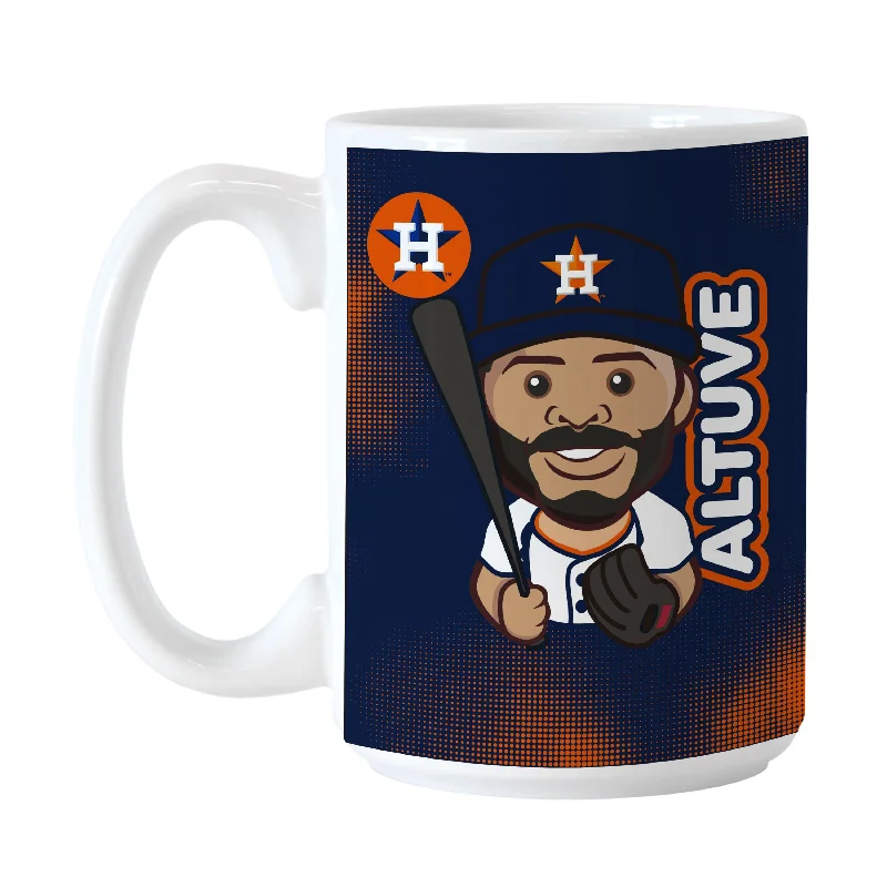 Team Mug With Custom Team Design-Houston Astros Jose Altuve Caricature 15oz Sublimated Mug