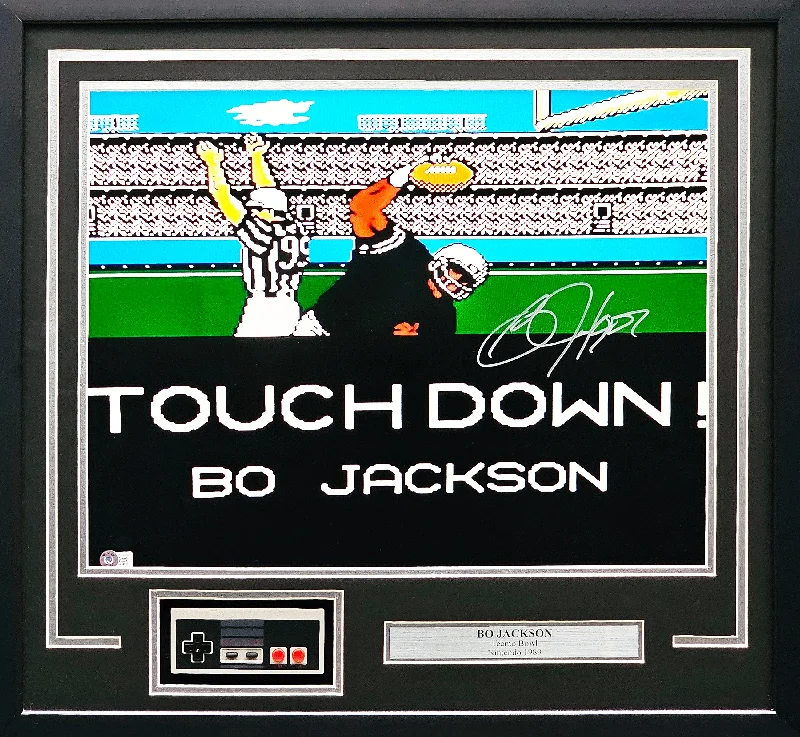 Custom Rugby Helmet For Rugby Camps-Bo Jackson Autographed Framed 16x20 Nintendo Tecmo Bowl Photo With NES Controller Oakland Raiders Beckett BAS Witness