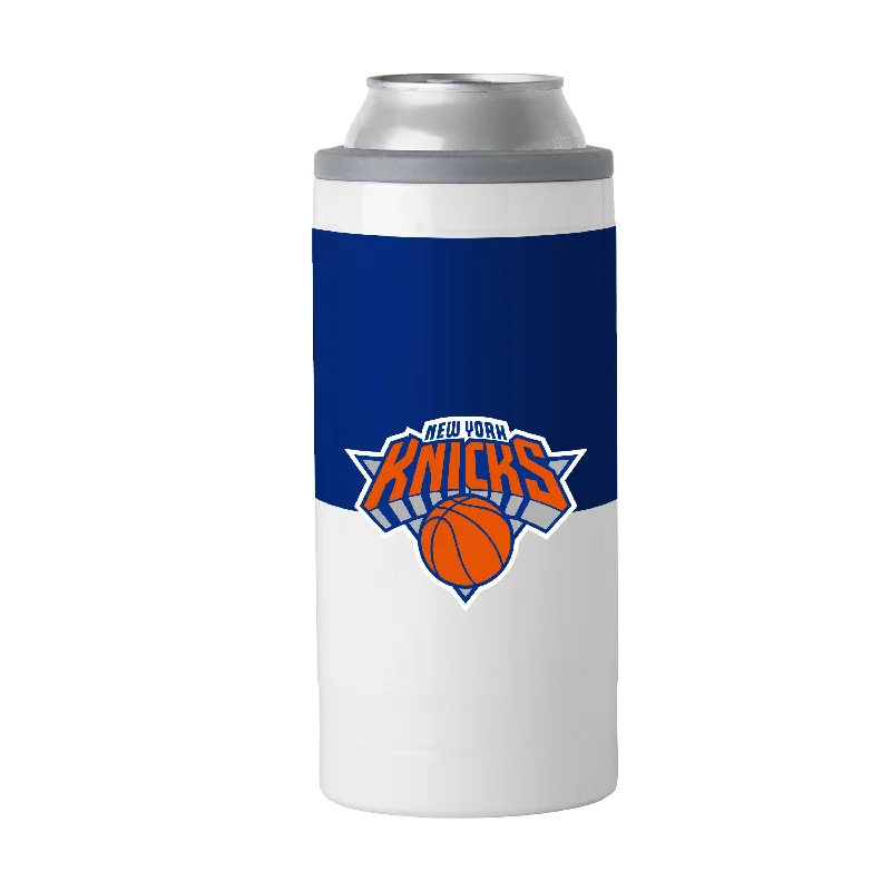 Custom Team Mug For Team Progression-New York Knicks 12oz Colorblock Slim Can Coolie