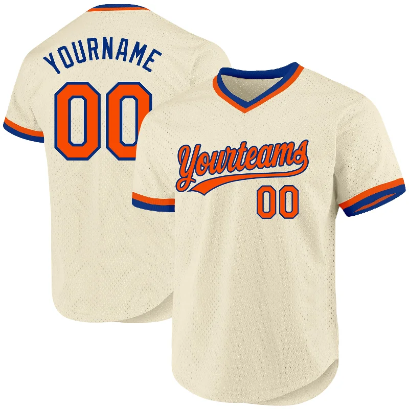 Baseball Jersey For Local Teams & Clubs-Custom Cream Orange-Royal Authentic Throwback Baseball Jersey