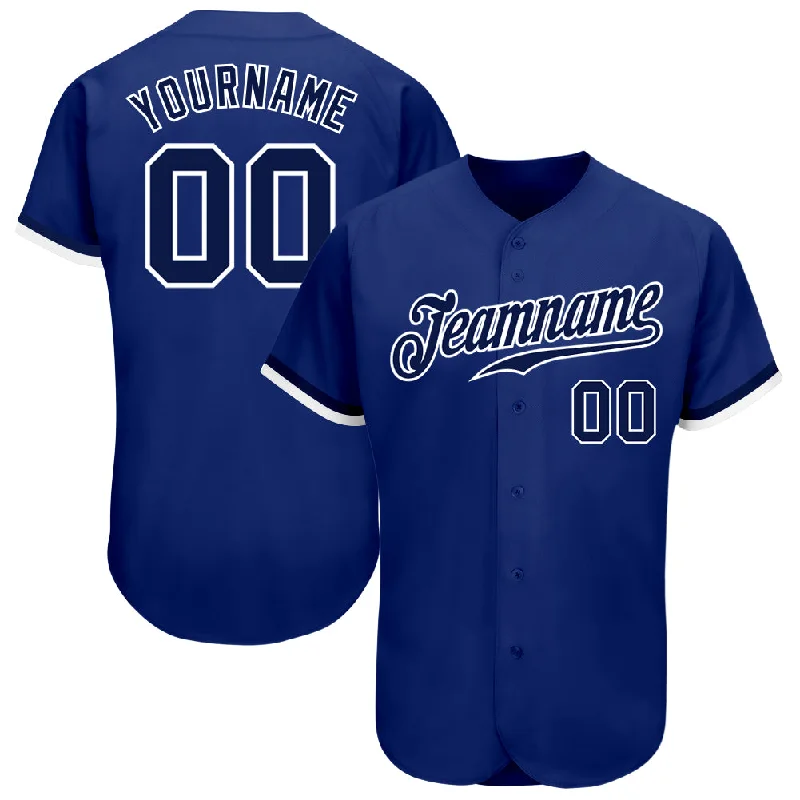 Custom Baseball Jersey For Youth Baseball Teams-Custom Royal Navy-White Authentic Baseball Jersey