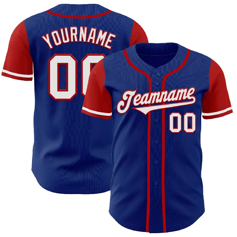 Baseball Jersey With Custom Name-Custom Royal White-Red Authentic Two Tone Baseball Jersey