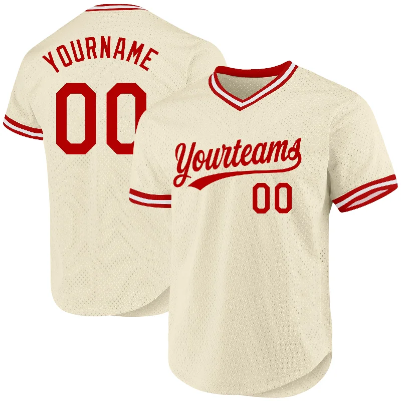 Personalized Baseball Jersey For Volunteer Teams-Custom Cream Red-White Authentic Throwback Baseball Jersey