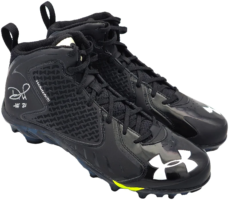 Rugby Helmet For International Rugby Events-Devon Witherspoon Autographed Black Under Armour UA Team Spine Fierce MC Cleats Seattle Seahawks Size 11 MCS Holo