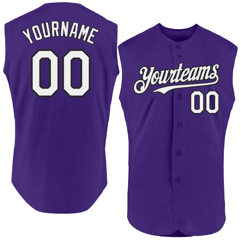 Custom Baseball Jersey For Special Edition-Custom Purple White-Black Authentic Sleeveless Baseball Jersey