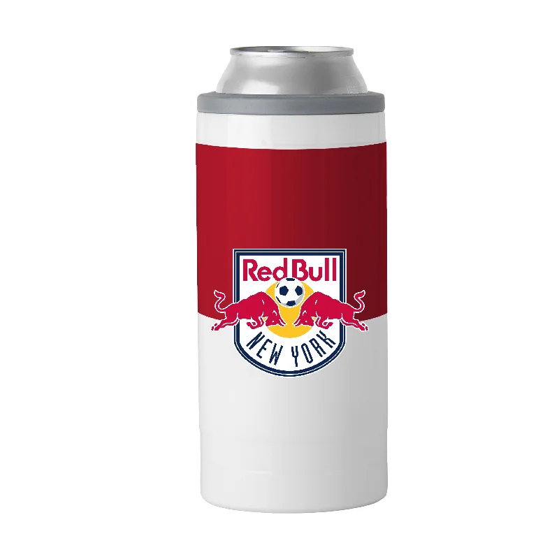 Custom Team Mug For Fan Engagement-New York Red Bulls 12oz Colorblock Slim Can Coolie