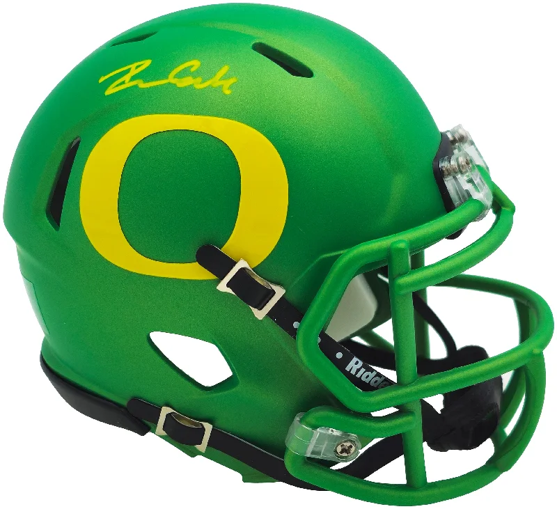 Personalized Rugby Helmet For Special Projects-Dillon Gabriel Autographed Oregon Ducks Apple Green Speed Mini Helmet Beckett BAS Witness