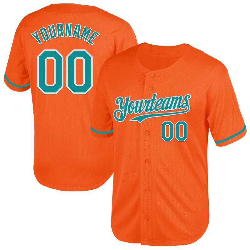 Personalized Baseball Jersey For Team Recognition-Custom Orange Teal-White Mesh Authentic Throwback Baseball Jersey